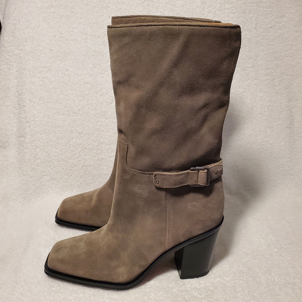 Franco Sarto Womens Vance Suede Square Toe Mid-Calf Boots - Picture 2 of 10